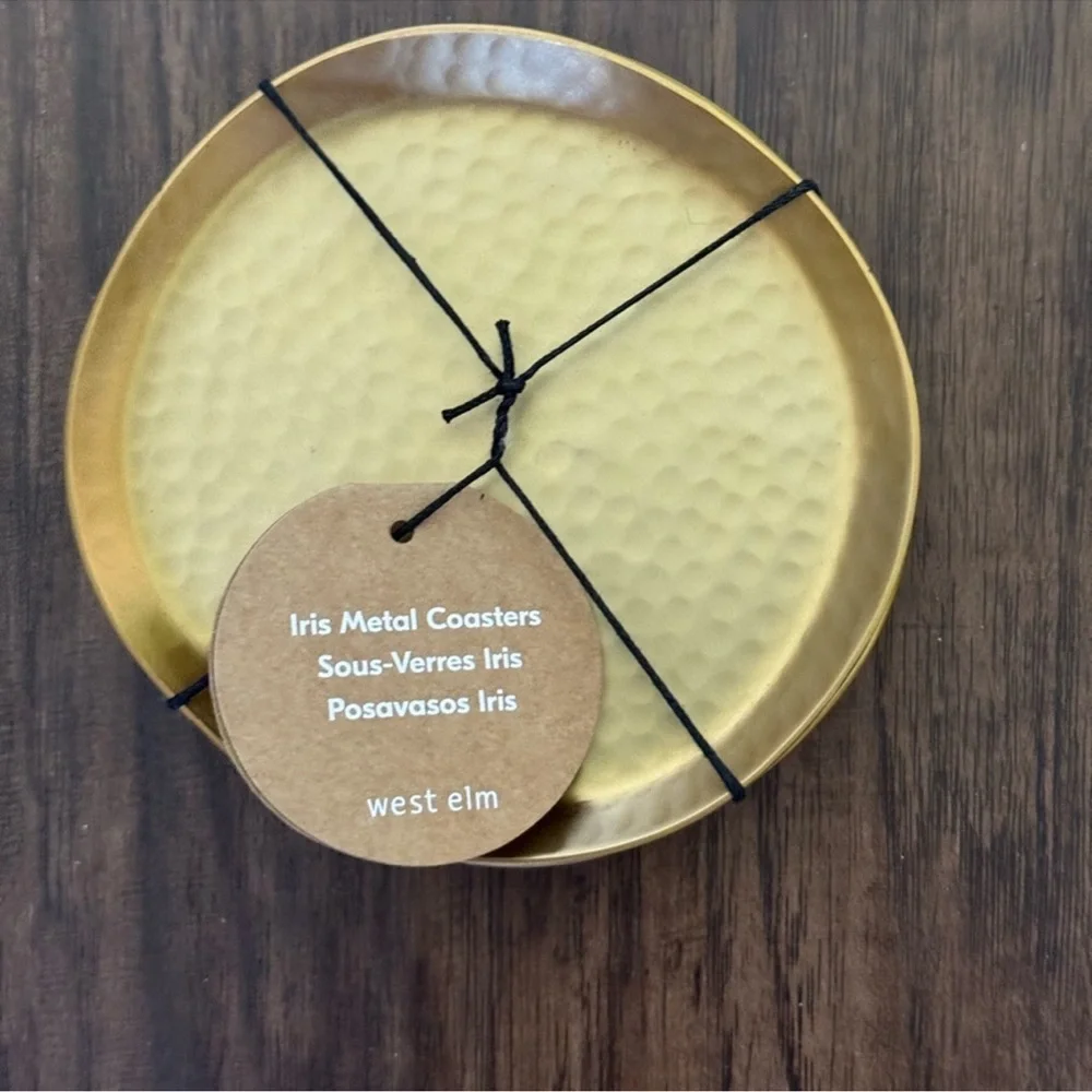 West Elm Gold Hammered Coasters set of 4